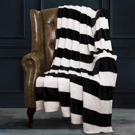 20191107dcsblanket-twin Ntbay Flannel Twin Blanket Super Soft With Black And White Striped Printed B