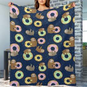Nzcvrfze 938983999856 Sloths And Donuts Decor Throw Blanket Gifts For Girls Boys Super Warm Soft Plush
