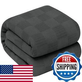 Oakias B08gkkxzmk 100 Cotton Queen Size Grey Blanket - 350 Gsm 90 X Inches Soft