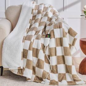 Octrot 445023950957 Light Brown Heated Throw Blanket Electric 50x60 Heating With 10 Heat Le
