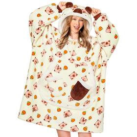2138875 Olaola Oversized Capybara Hoodie Blanket For Adults - Comfy Sherpa Fleece With Pockets