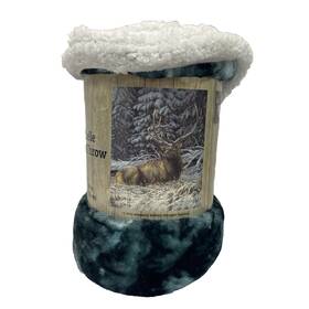 Old East Main Co 430001807214 Rachelle Sherpa Throw Blanket Deer Elk Buck 50x60 Plush Hunting Lodge Cabin New