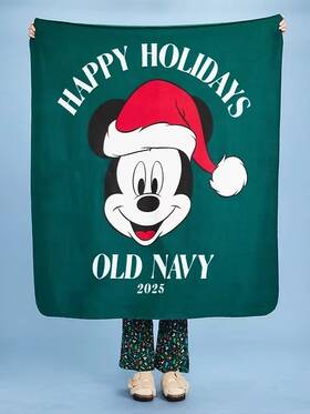 Old Navy X Disney 500136971194 New Mickey Mouse Logo-graphic Fleece Blanket