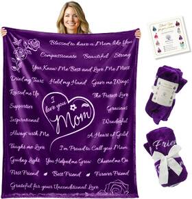Mbp20 Olinessa Llc Birthday Gifts For Mom From Daughter-soft Purple Blanket With Meaningful Words