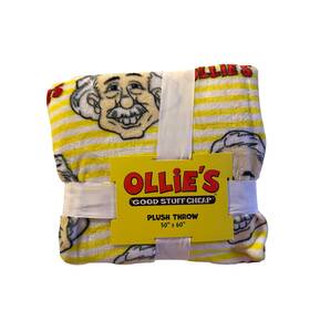 Ollies 194382280294 Branded Official Plush Blanket Throw 50x60 Nwt Yellow And White Stripes