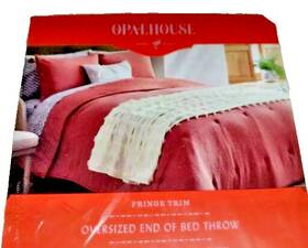 Opalhouse 490622300990 End Of Bed Throw White Fringe Trim Oversized 55 Inch X 80 Acrylic