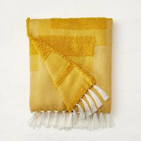 86498709 Opalhouse Designed With Jungalow Geometric Patterned Chunky Woven Throw Blanket Yellow -