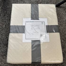 Organic Collection 655385142212 Twin 100% Cotton Oat Color Blanket Nwt