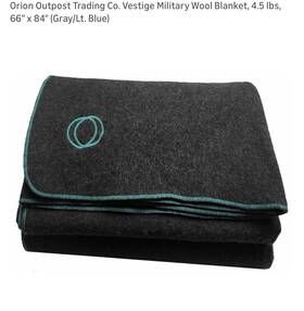 Orion Blanket Co. 712038302239 Vestige Wool Lodge 66x84 Gray Blue Trim Water Resistant
