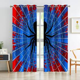 Rpcl001 Osunbd Spider Web Curtains - Superhero Theme Blackout Thermal Insulated Drapes For