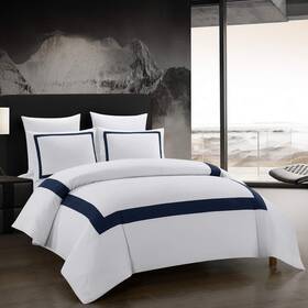 Osvino Xkrksjt-1a-54 Queen Duvet Cover Set - Hotel Collection Navy 90 Inch X90