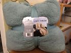 Oversized Reversible Sherpa Throw Banket Cozy Cuddly Blanket Aqua Green 5 X 6 Ft New 078742098678