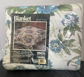 Owen 025853040782 Vintage 70s Twin Full Acrylic Blanket Friendly Forest Giraffe Zebra 72 X 90