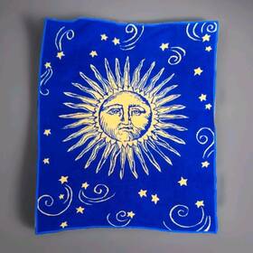 09122024 Owen Vintage Reversible Celestial Sun Throw Blanket Yellow Blue Thick Fleece