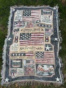 M9410 Owens Mfg Stars And Stripes Forever Flag Throw Blanket 46x 67 Mohawk Home Cotton Usa