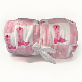 Palmetto Moon 10699670 Nwt Cowgirl Micro Plush So Soft Blanket Throw 52 X 66 Pink White