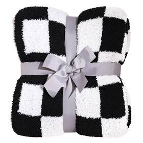 Panku 774910044620 Blanket Ultra Soft Black And White Checkered Throw Warm Fluffy Checkerbo