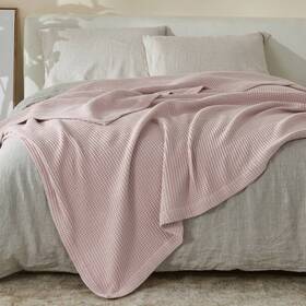 89514702 Patina Vie 50 Inch X60 Cotton Waffle Weave Throw Blanket Purple - Midweight
