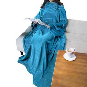 14201443 Pavilia Wearable Blanket With Sleeves For Adult Women Men Fleece Sea Blue
