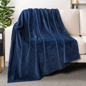 Pavilia 819594022493 Soft Fleece Navy Blue Throw Blanket For Couch Lightweight Plush Warm