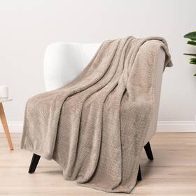 Pavilia 819594022516 Soft Fleece Taupe Tan Throw Blanket For Couch Lightweight Plush Warm