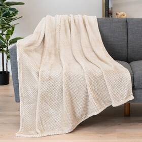 Pavilia 819594022592 Beige Cream Throw Blanket For Couch Bed Soft Fleece Throws Sofa Chair F
