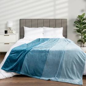 Pavilia 819594024985 Blue Ombre Fleece Blanket For Twin Size Bed Soft Sofa Couch