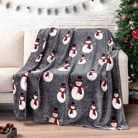 Pavilia 819594027115 Inch Christmas Snowman Throw Blanket Grey Fleece So