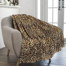Pavilia 819594028945 Cheetah Fleece Throw Blanket Leopard Animal Print Flannel