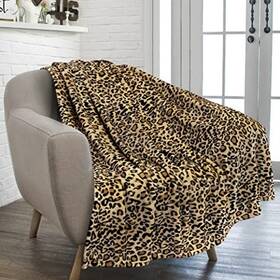 Pavilia 819594028952 Cheetah Fleece Throw Blanket Leopard Animal Print Flannel Bla