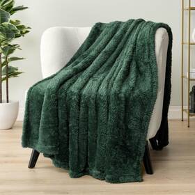 Pavilia 819594029805 Sherpa Throw Blanket For Couch Sofa Emerald Green Fluffy Warm Plush