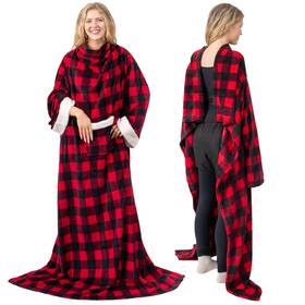 Pavilia 819594029966 Fleece Blanket With Sleeves For Women Men Adults Wearable Warm Soft