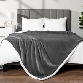 Pavilia 840168300136 Sherpa Fleece Blanket For Bed King Size Dark Grey Large Plush Soft Fuzzy