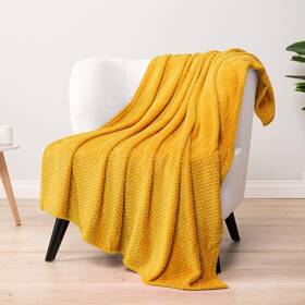 Pavilia 840168301492 Mustard Yellow Throw Blanket For Couch Bed Soft Fleece Throws Sof