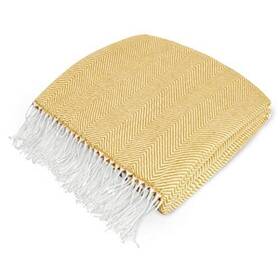 Pavilia 840168302505 Yellow Herringbone Throw Blanket For Couch Bed Decorative Outdoor Blan