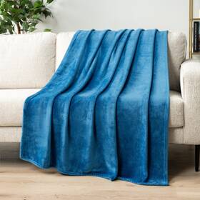 Pavilia 840168305445 Super Soft Fleece Plush Luxury Blanket Queen Blue 90x90