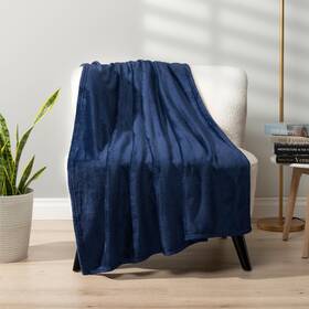 Pavilia 840168307449 Navy Blue Fleece Throw Blanket For Couch Dark Super Soft Fuzzy Flannel Thr