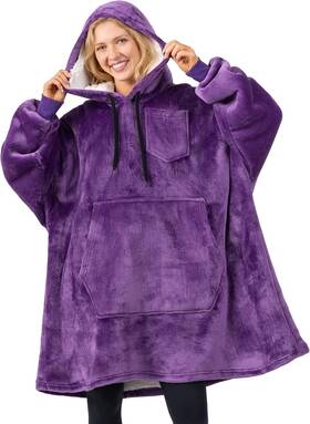 Pavilia 840168311521 Blanket Hoodie For Women Sherpa Wearable One Size Purple