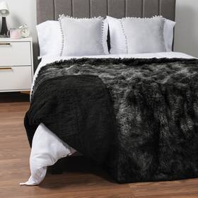 Pavilia 840168312597 Black Fluffy Bed Blanket Queen Size Fuzzy For Women Men Furry Plus