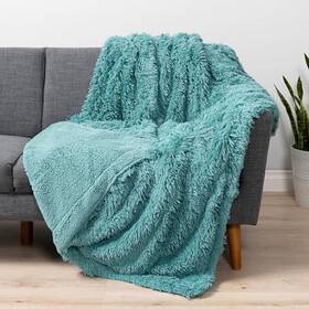 Pavilia 840168312658 Teal Green Fluffy Throw Fuzzy Blanket For Women Men Super Soft Thick Faux F