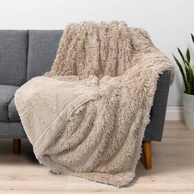 Pavilia 840168312696 Taupe Tan Fluffy Throw Blanket For Couch Fuzzy Women Men Furry