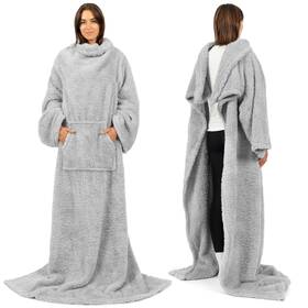 Pavilia 840168314638 Fluffy Blanket With Sleeves Women Men Adults Wearable Plush Soft Fuz