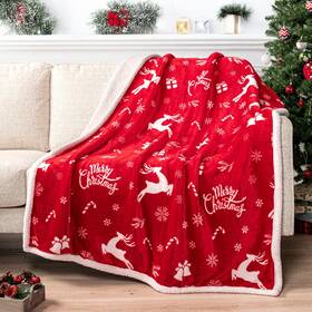 Pavilia 840168314768 Premium Christmas Sherpa Throw Blanket Decoration Gift Fleece P