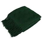 Pavilia Knitted Throw Blanket Fringe Emerald Green Dark Forest Decorative