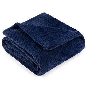 P-b3008lvx-nv Pavilia Soft Fleece Navy Blue Throw Blanket For Couch Lightweight Plush Warm
