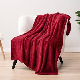 P-b3010wf-wn Pavilia Maroon Red Throw Blanket For Couch Bed Soft Fleece Throws Sofa C