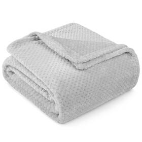 P-b3010wfx-lgy Pavilia Light Gray Throw Blanket Couch Twin Bed Soft Fleece Fuzzy Waffle 60x80 Inch