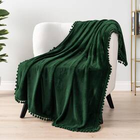 P-b3012-gn Pavilia Fleece Throw Blanket For Couch With 50 Inch X60 Emerald Green