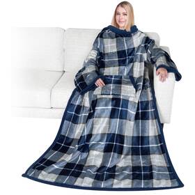 P-t2003ck-nv-fba Pavilia Wearable Sherpa Blanket With Sleeves Pocket - Cozy Gift For Adults