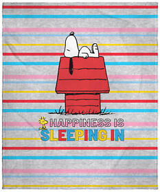 Pea0155bl Peanuts Snoopy And Woodstock Happiness Is Sleeping In Silk Touch Throw Blanket